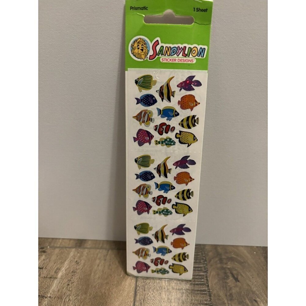 Vintage Sandylion Prismatic Tropical Fish Stickers Sealed Sheet Micro Aquarium